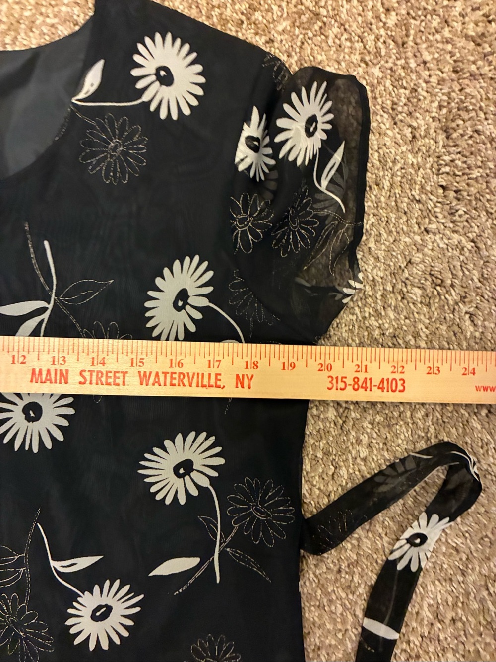 Connie Choi Black Maxi/Midi Dress with White Floral Print - Picture 8 of 11